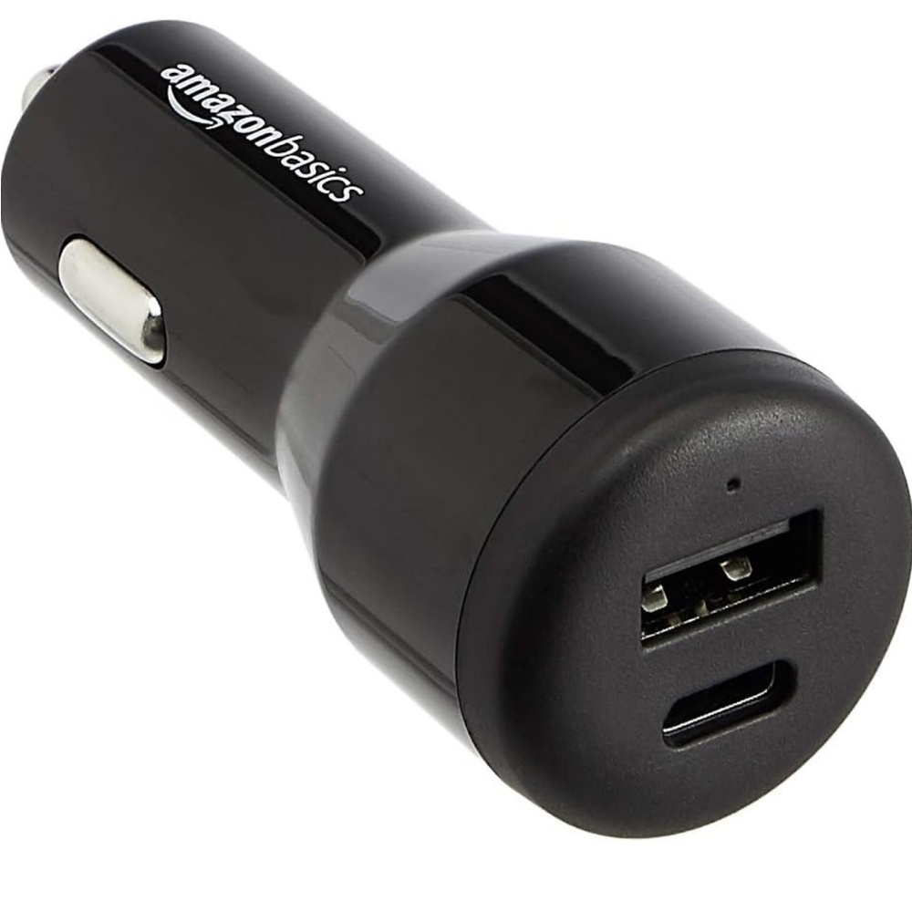 Amazon Basics USB C 18W with Power Delivery and 12W USB A Car Charger, Black